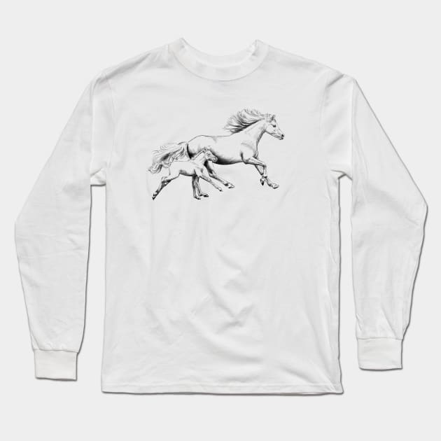 Stute mit Fohlen Long Sleeve T-Shirt by sibosssr